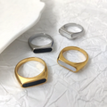 Elegant 18K Gold Plated Stainless Steel Bezel Setting Shell Eternity Band Ring Trendy Style Tarnish Free Gift Wholesale MRD019