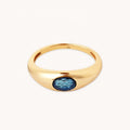 LOZRUNVE Oval Zirconia Chunky Women 925 Silver Daily Wear Minimalist Dome Band Solitaire Ring