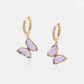 Isunni Wholesale butterfly Jewelry pink Purple Crystal butterfly Korean Earrings