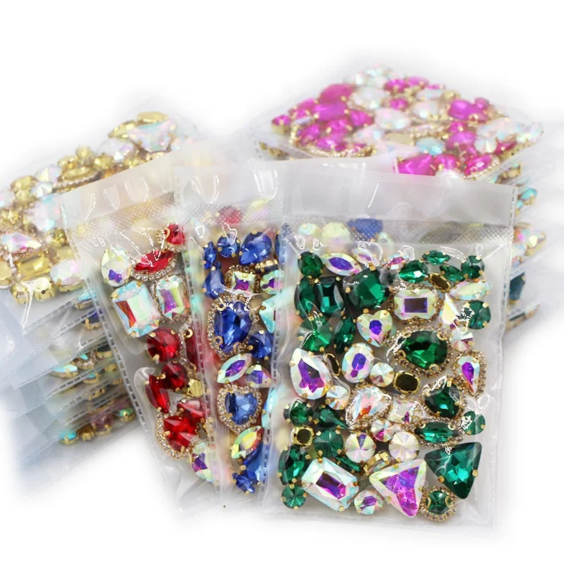 GOLD CLAW Mixed AB and Other Colors Sew-on Crystal Glass Rhinestone Loose Rhinestones for Clothing