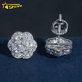 18K Gold Plated Flower Earrings Hip Hop Jewelry 925 Sterling Silver Cluster Moissanite Ear Studs Screw Back Pass Diamond Tester