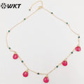 WT-N1383 Wholesale Fashion Gold Plated Dangle Charm Water Drop Necklace Elegant Lady Office Trendy Natural Stone Charm Necklace