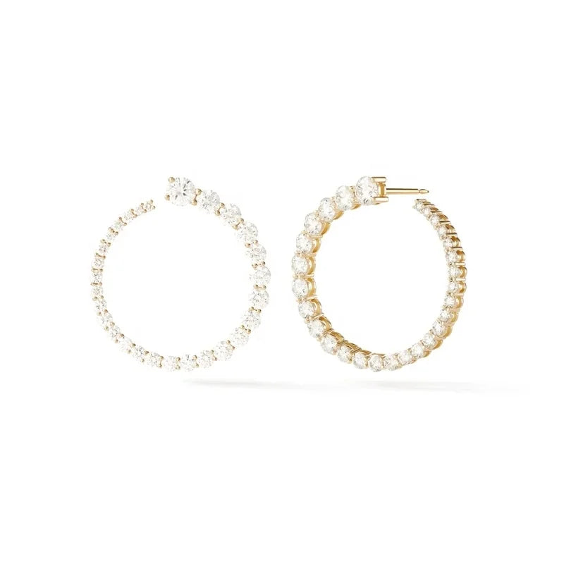 LOZRUNVE 18k Gold Plated Luxury Diamond CZ Large Hoop Circle Stud Earring Jewelry 925 Silver