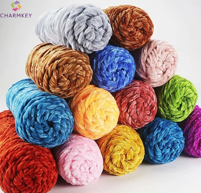 Good Selling 4mm Chunky Crochet Fancy Bright Chenille Velvet Yarn for DIY Handbag and Slipper