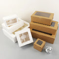 White Coated Paper Box with Clear Window 1/2/4/6/8/12 Cupcake & Muffin Tray Kraft Paper Packaging for Sushi & Food Made From PVC