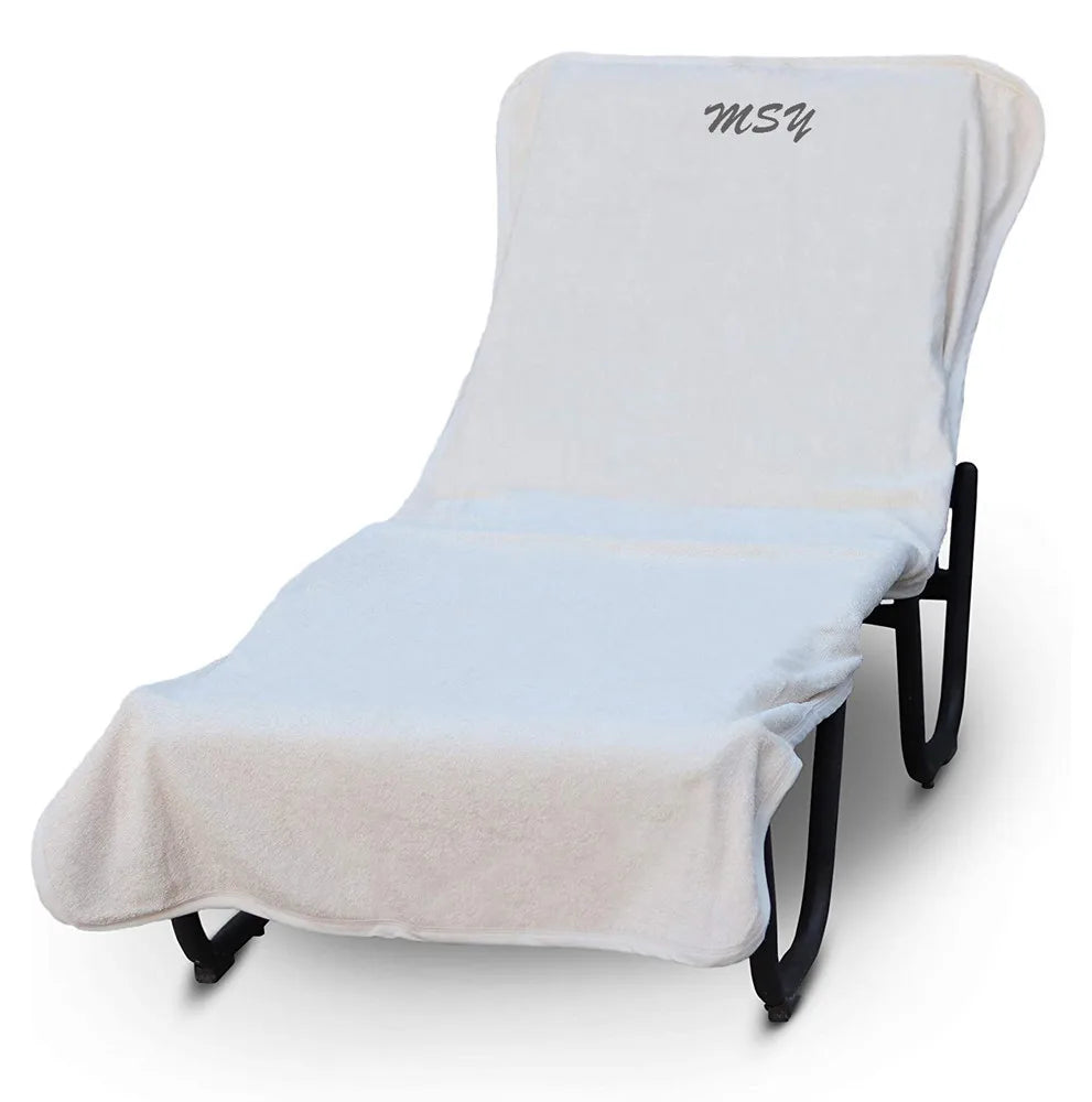 100% Cotton Chaise Lounge Towel Pool Chair Cover Fitted Beach Towel for Lounge Chairs