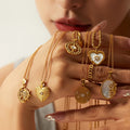 French Vintage Twist Chain Fritillion 18K Gold Stainless Steel Necklace Zircon Love Pendant Necklace for Women