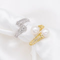 R433 7-8mm Natural Freshwater Pearl Ring Accessory 925 Sterling Silver Adjustable Size Engagement Jewelry Ring for Women