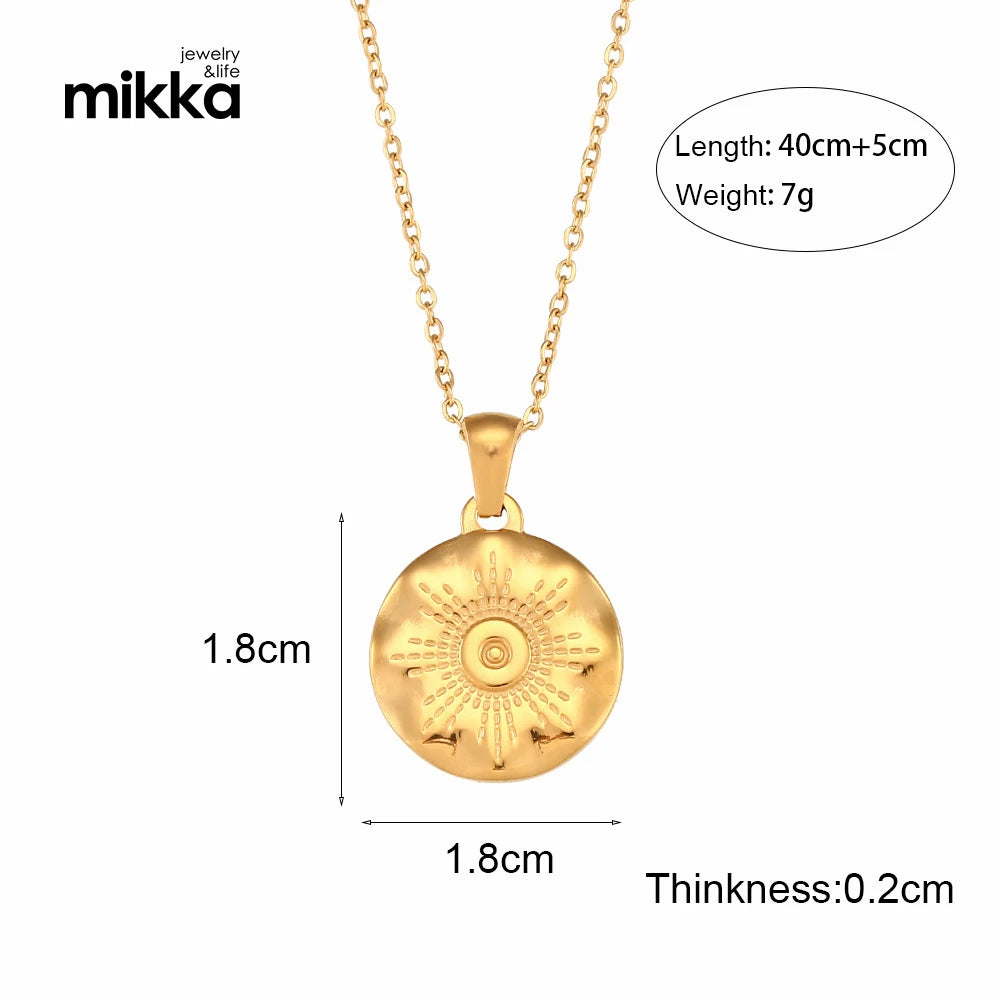 Women Fashion Fine Stainless Steel Jewelry 18k Gold Plated Chain with Heart Sun Jesus Pendant Necklace