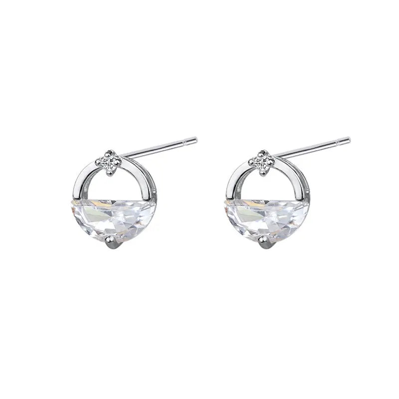 Simple Luxury Lovely 925 Sterling Silver Studs Earring for Woman With Cz Zircon Fashion Jewelry Gift Wedding Party