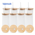 BestSub Custom 17oz Frosted Printing Glass Skinny Tumbler Unisex White Sublimation Blanks for Back School Tiktok Trendy