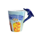 China Factory 3D Hand Painted  Dolphin Animal Design Ceramic Water Cup 450ml Unique Stoneware Porcelain Coffee Mug for Gift