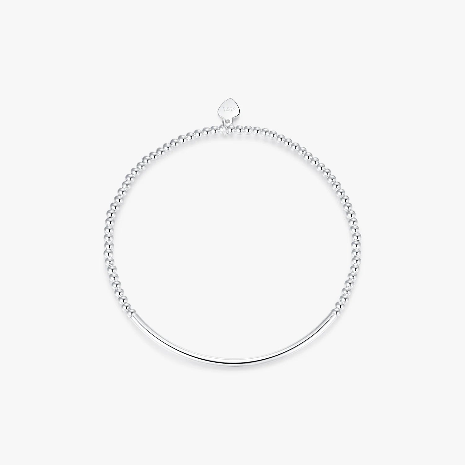 Charm Hearts Stackable Fine Jewelry for Women Female Fashion 925 Sterling Silver Elastic Adjustable Simple Beads Bracelets