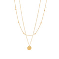 18K Gold Plated Layer Stainless Steel Double Layer Mini Bead Chain Disc Charm Necklace for Girls