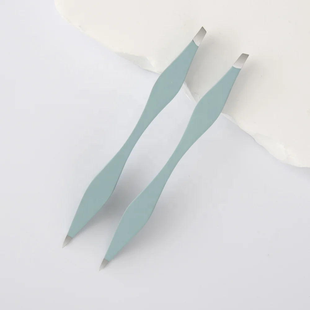 2024 New Arrivals Beauty Products Stainless Steel Slanted Pointed 2-in-1 Eyebrow Tweezers