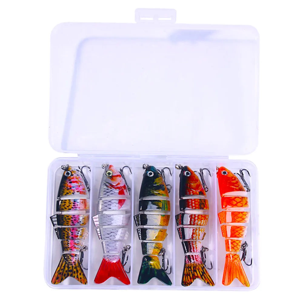 5pcs/box Bass Wobbler Artificial Lifelike Swim Bait Multi Jointed Segmented Swimbait Fishing Hard Lures
