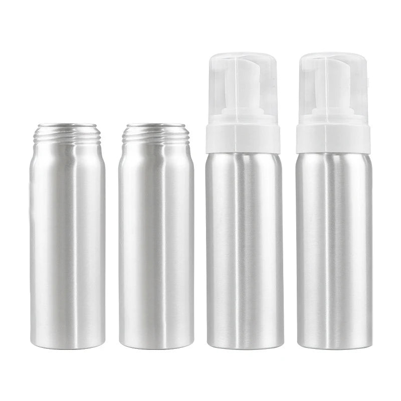50ml 120ml 150ml 200ml Aluminum Foam Pump Bottle Metal Skin Care Facial Cleanser Essential Oils Toothpaste with Screw Cap