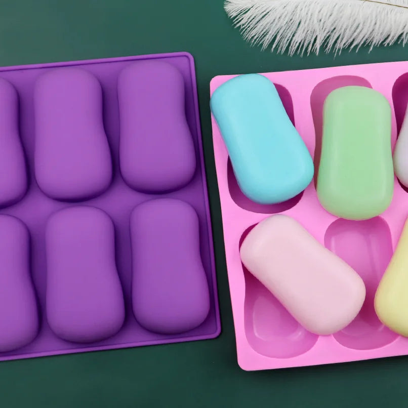 6 Cavity Ellipse Shape Soap Silicone Molds for Chocolate Making Moldes De Silicona Para for Soap Cake Moulds Easy Clean