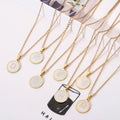 Elegant Initial Alphabet Shell Pendant Necklace 26 Letters Gold Plated Stainless  Steel Chain Link Style Fashion Accessory