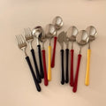Korean Ins Plastic Handle Knife and Fork Spoon 304 Stainless Steel Cutlery Western Steak Three Pieces