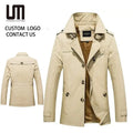 Custom Logo Cheap Wholesale Winter Men Clothing Thick Warm Windbreaker Fleece Plus Size Jackets Long Trench Coats