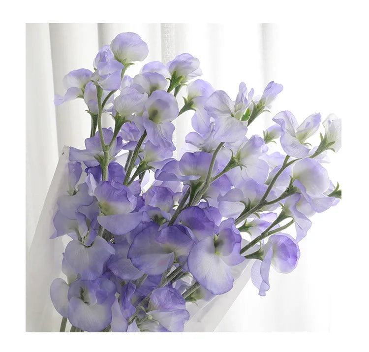 EG-S018 Wholesale Silk Fake Purple Sweet Pea Artificial Flowers Blue Butterfly Pea Flower Home Wedding Decoration