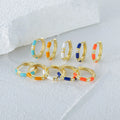 925 Silver Hoop Earrings Cute Zircon Colorful Small Enamel Rhodium & Gold Plated Wedding Party Gift