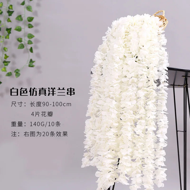 D-V001 Hot Sale Artificial String Hydrangea Flower Garland Silk Hanging Hydrangea Cattleya for Wedding Home Decor