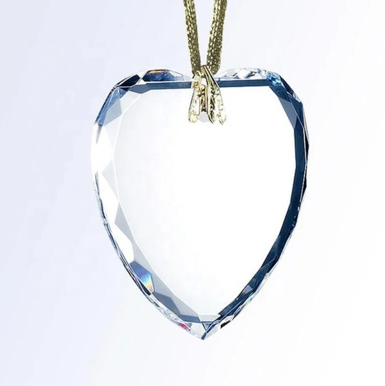 Wholesale Christmas Gifts Decoration Christmas Tree Hanging Crystal Glass Pendant Ornament Heart Shapes Pendants