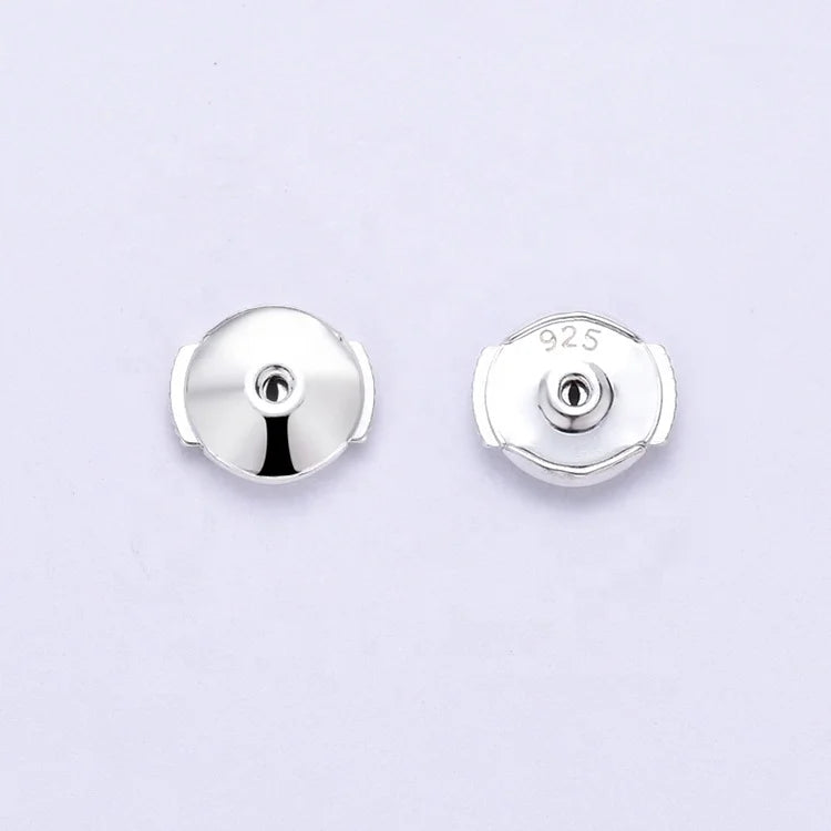 Custom Logo 925 Sterling Silver Earring Back Spring Ear Plug Clasp Post Stopper Findings Accessory for Fine Jewelry 6mm 7mm 8mm