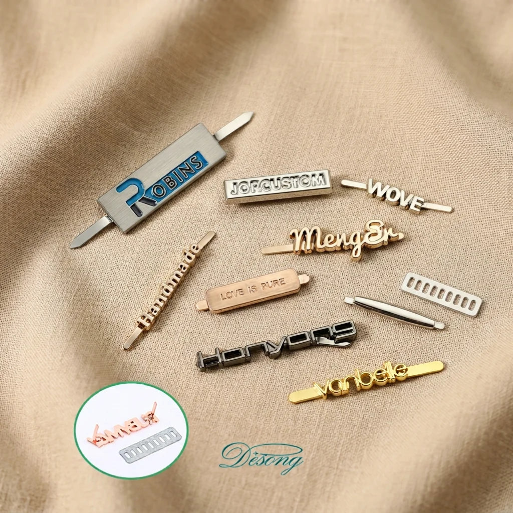 Metal Logo Designed  for Brand Engraved Metallic Labels Small Gold Zinc Alloy for Handbags