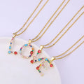 Fashion Copper Women's 26 Initial Letter Jewelry Gift Necklace with Zircon Stainless Steel Chain Necklace