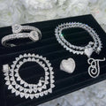 A-Z Alphabet Initial Heart Hook Cursive Pendant CZ Women Letters Hip-hop Diamond DIY Name Initial Necklace With Tennis Chain