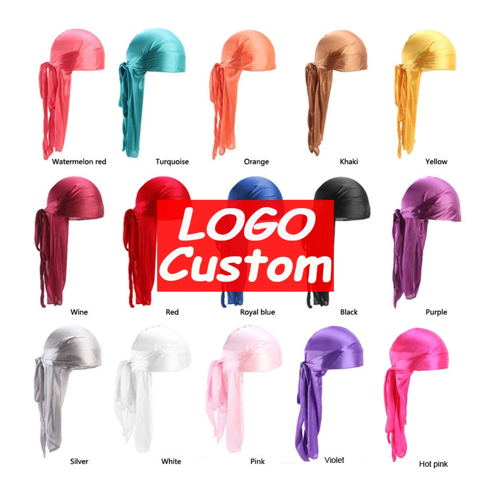 Duragesic Custom Silky Durag Headwrap Bonnet Hat Silk Du Rag Designer Durags for Men