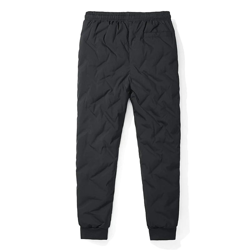 Customizable LOGO Winter New Fashion Mens White Duck Down Warm Trousers Elastic Waistband Thickened Slim Men's Pants