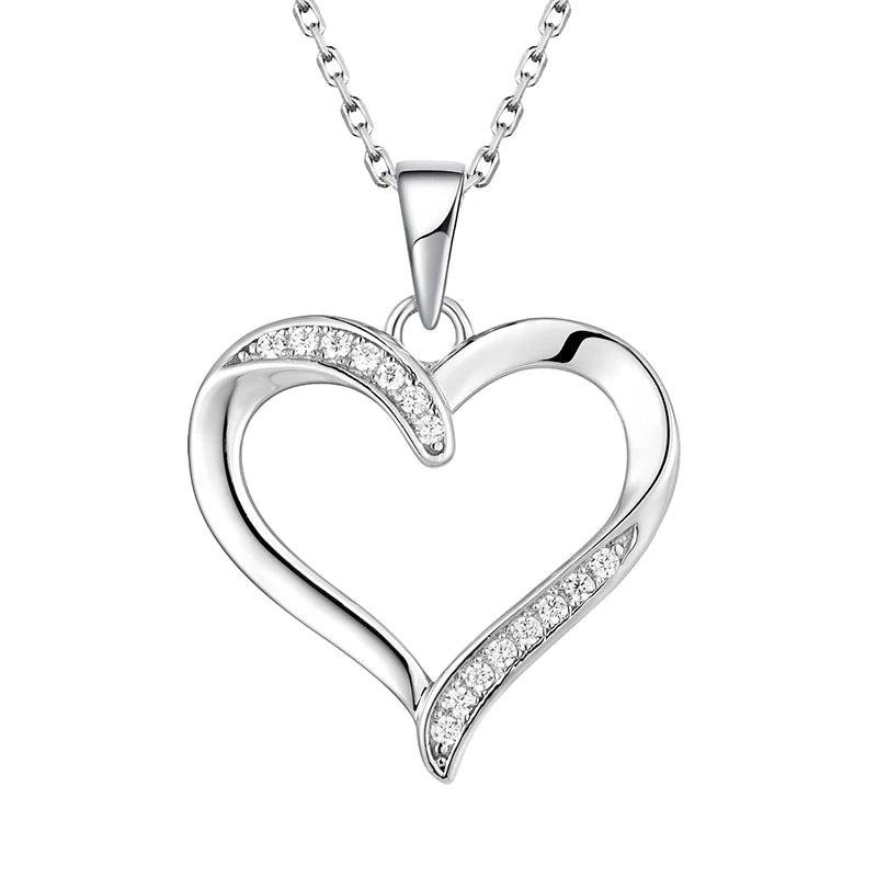 YH JEWELLERY Hot Selling Rhodium Plated 925 Sterling Silver Diamond White CZ Heart Pendant Necklace for Lady Fine Jewelry