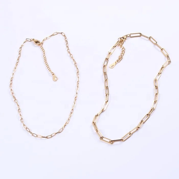 Designers Fashion Jewelry Stainless Steel Dainty Chunky Long Link Chain Necklace for Women