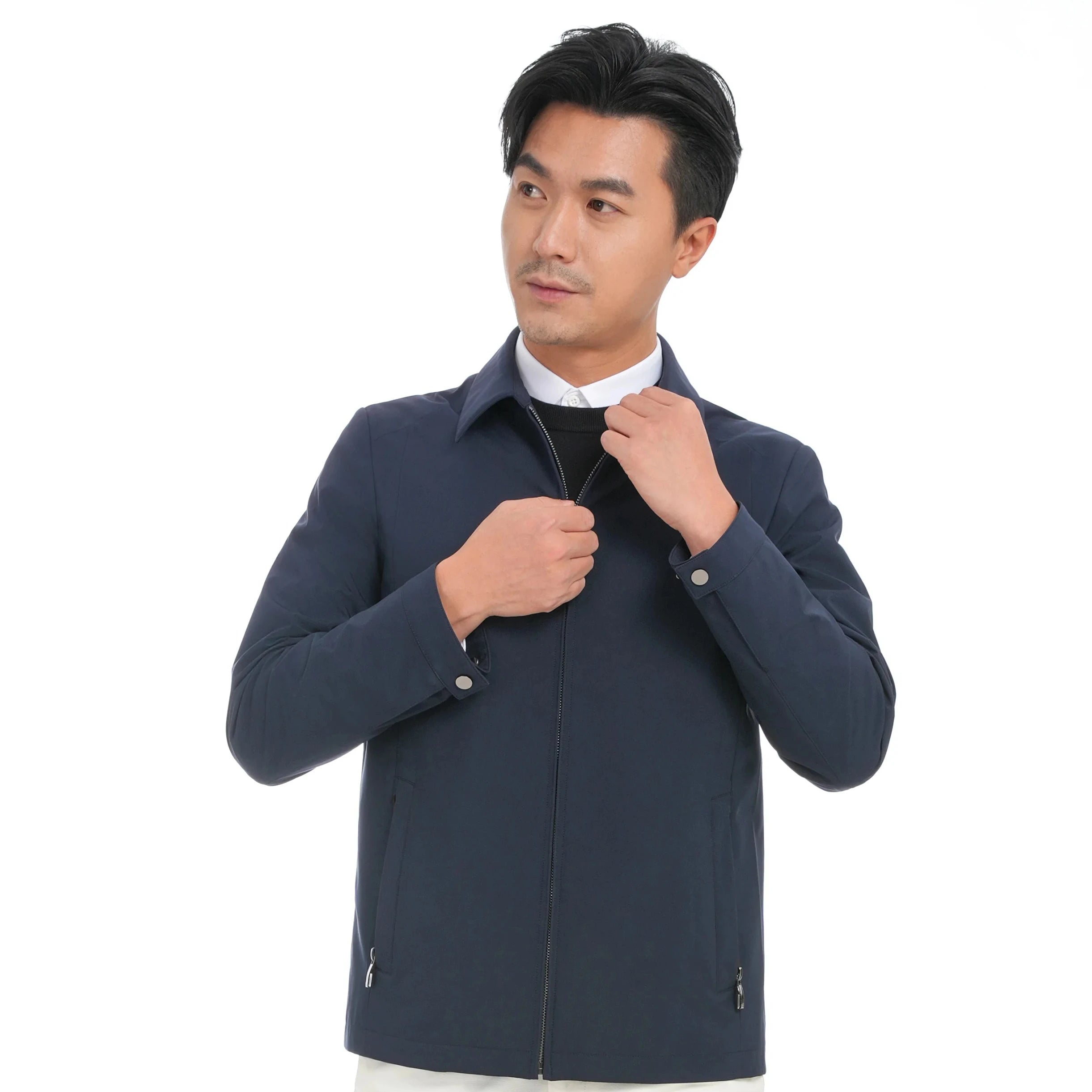 Bosha 2023 Men's Casual Jacket with Turn-Down Collar Zipper Closure Dyed Solid Pattern ODM Supply for Spring Season
