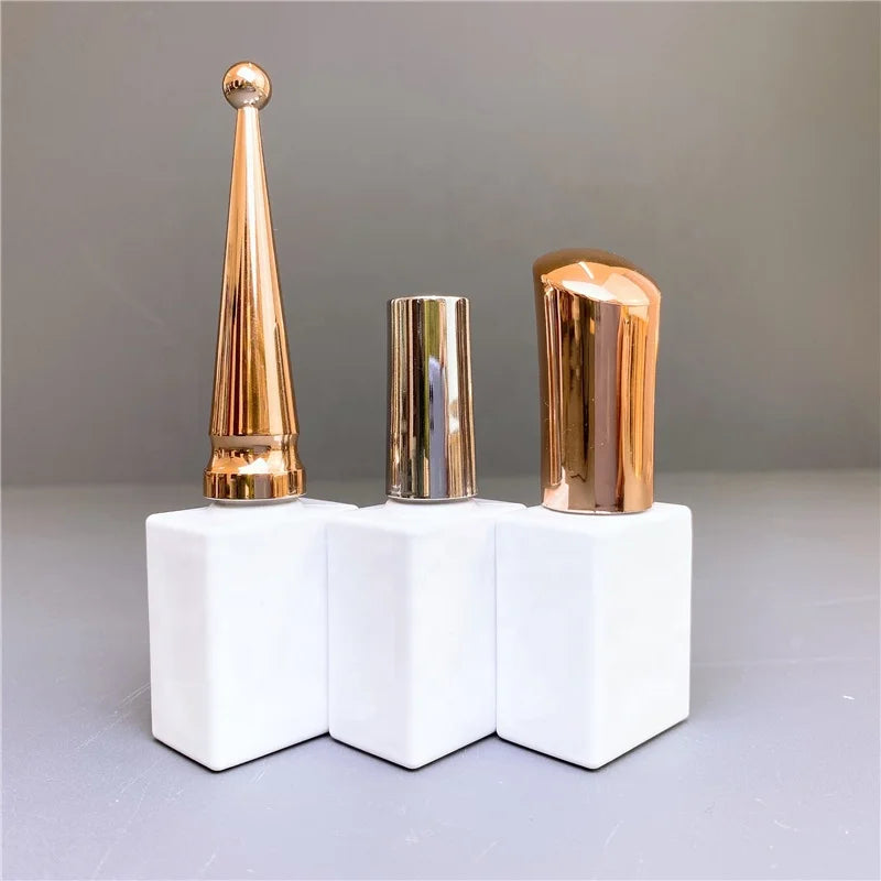 Custom Frosted Square 10ml Glass Nail Polish Bottle with Screw Cap and Brush Rectangular Empty Cosmetic Bottles