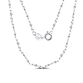 RINNTIN SC05 Factory Wholesale 1mm Twisted Link Chain Necklace Rhodium Plated 925 Sterling Silver Chain for Women Men's Gift