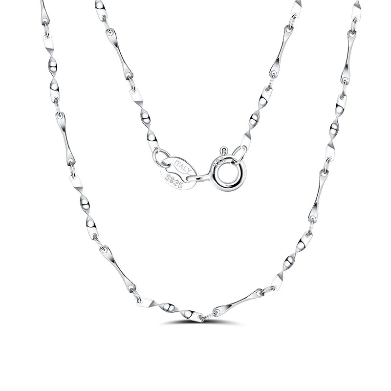 RINNTIN SC05 Factory Wholesale 1mm Twisted Link Chain Necklace Rhodium Plated 925 Sterling Silver Chain for Women Men's Gift