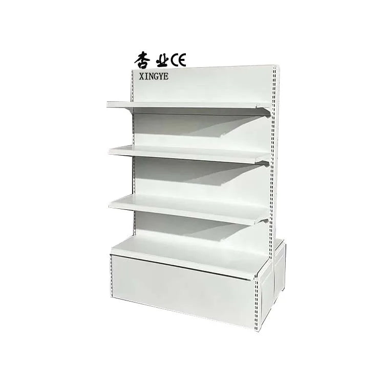 Customizable White Gondola Supermarket Shelves Factory's Unique Design Double Sided Heavy Duty Supermarket Racks Custom Size