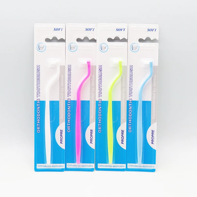 Custom Individually Wrapped Toothbrush Flat Head Tuft Toothbrush Orthodontic Cleaning Brush