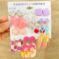 VKME New Fashion Heart Mix Colorful Acrylic Resin Earring Set Jewelry for Women