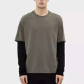 Design Long Sleeve Splicing T Shirts Blank Double Layer Spliced Sleeve Tee Shirt Double Layer Long Sleeve Contrast Stitch Tee