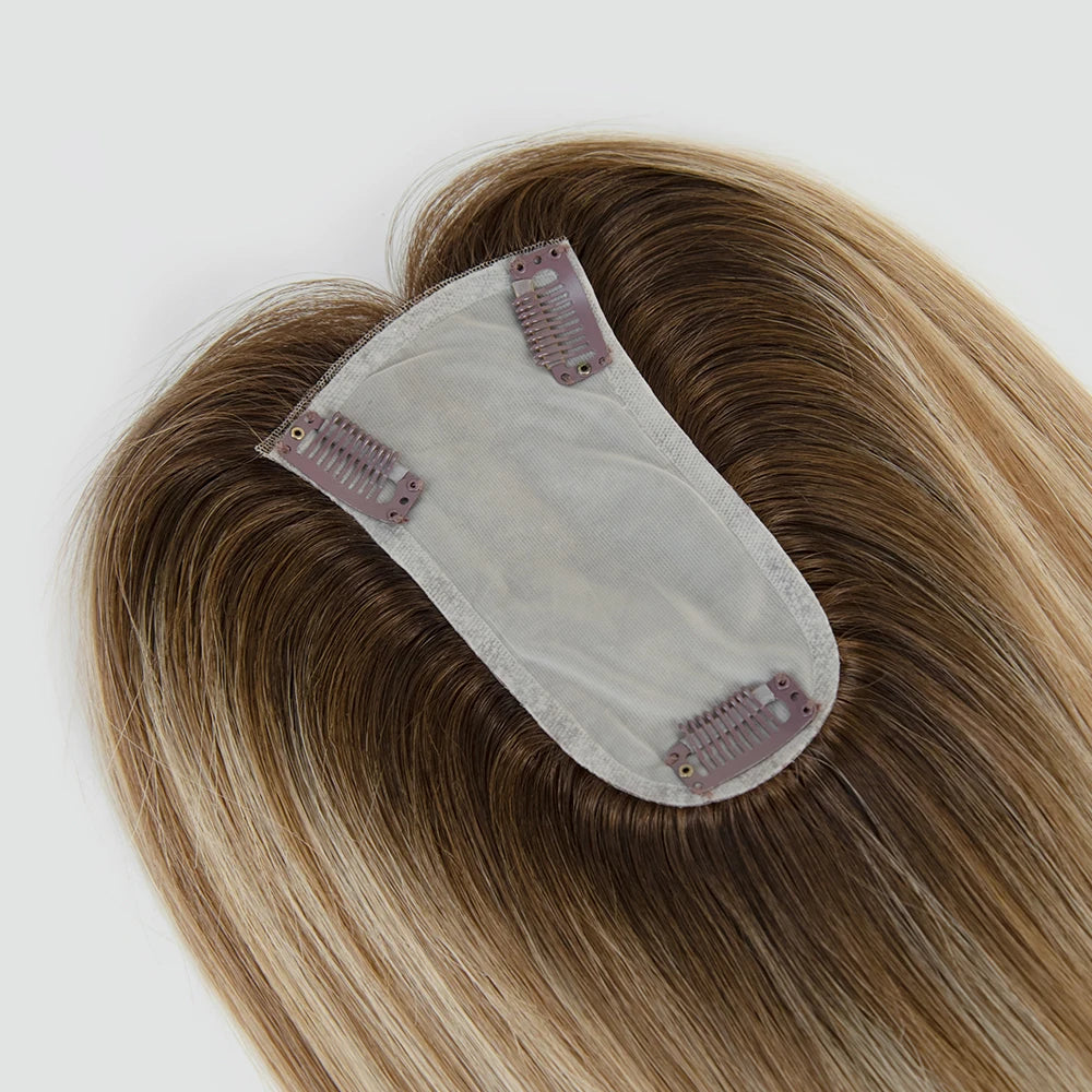 2024 Grade 12A Hair Raw Hair Mono Lace Skin Base European Hair Wig Topper Highlight Fringe V Part Mono Topper