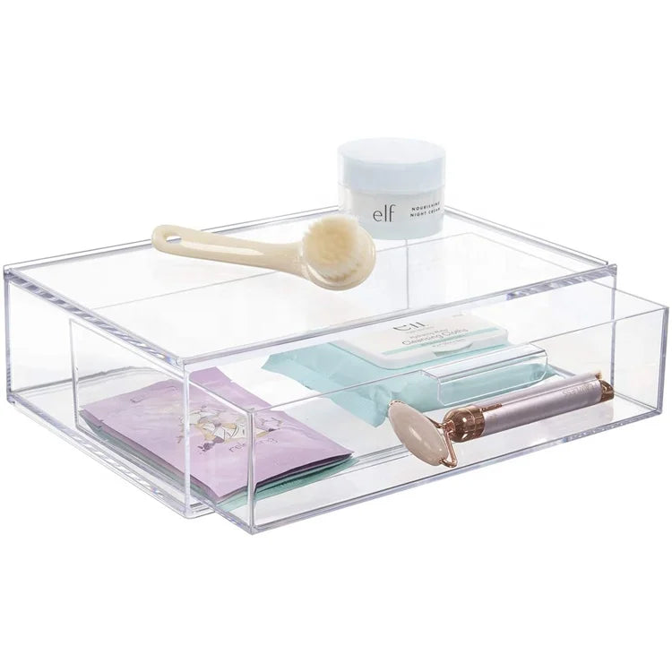 Modern Customizable Acrylic Desk Inbox Drawer Stackable Office Storage Box Set Laptop Display Racks