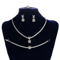 Flower Shaped Pedant Necklace Earrings Bracelet Ring Weeding Jewelry Set Cubic Zircon Bridal Jewelry BN8982