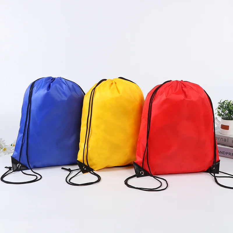 Customized Casual Gym Sports Backpack Foldable Drawstring Waterproof Polyester Draw String Bags for Marathon Swimming Training