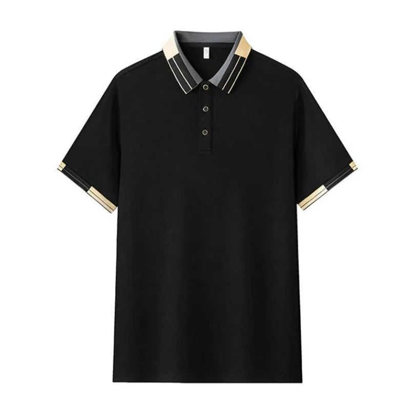 RNSHANGER New Men's Business Polo Shirts Casual Short Sleeved Solid Color Polo Shirt Fashion Breathable Comfortable Polo Shirts